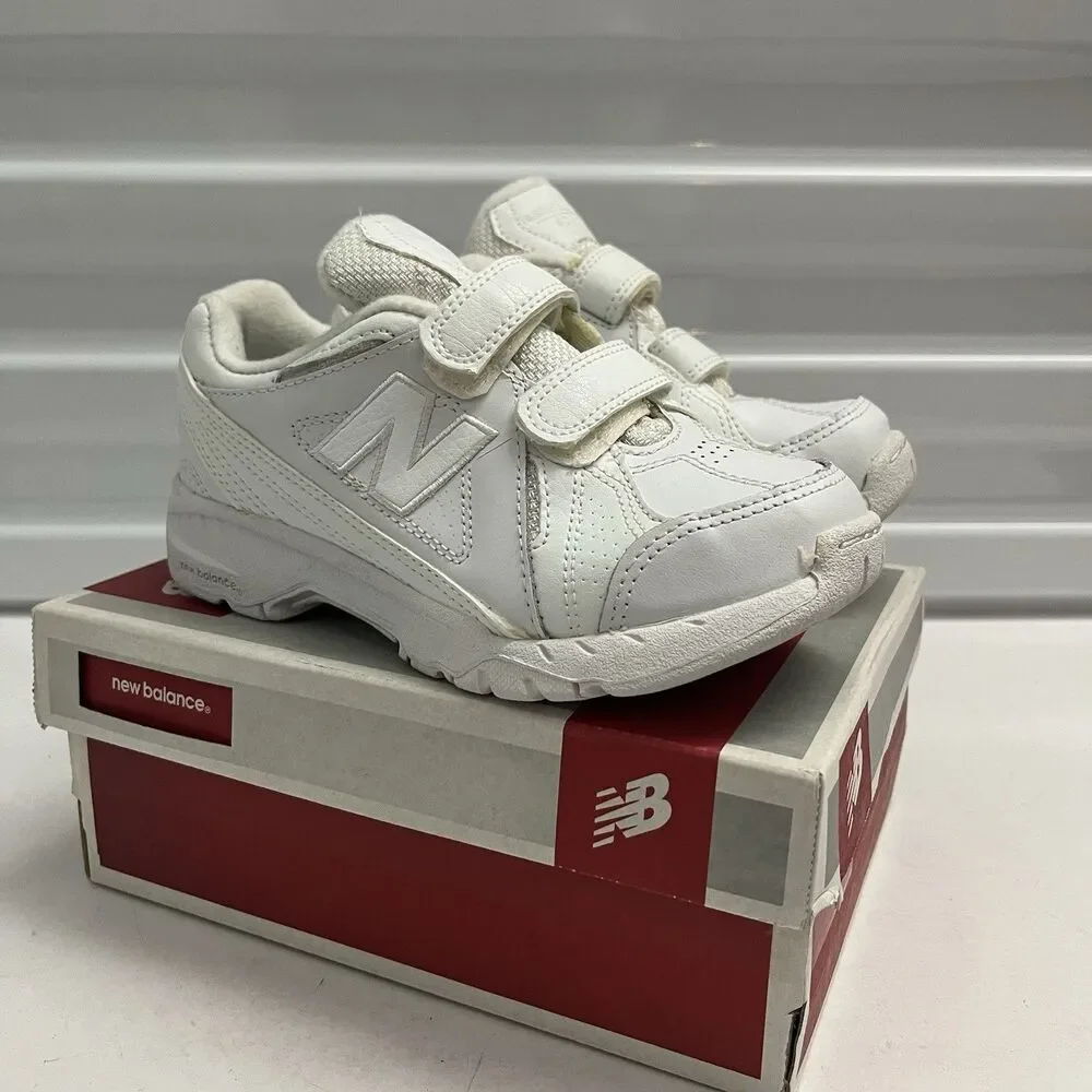 New Balance 624 White Hook Loop Leather Uniform Shoes Toddler SZ 11.5 X Wide